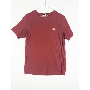 Burberry London England Embroidered Equestrian Logo T-Shirt Mens M Burgundy Quie